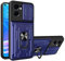 ILING Billetera Funda para OPPO Find X5 Lite 5G, Ultradelgado Mate Dura PC Carcasa Antigolpes Silicona Cubierta con Tarjetero, Anillo Soporte, Tapa Cámara Deslizante (Azul)