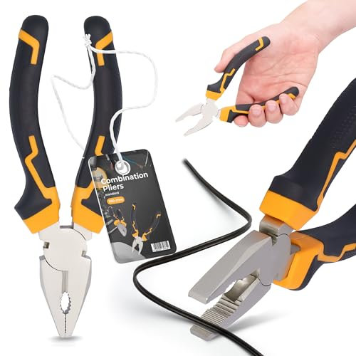 Pince Universelle 160 mm Acier Cr-V Poignée Bi Matière Confortable Câble Électrique Dévissage Mâchoires De Sertissage Bricolage Réparation Electricien