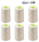 FOGAWA 6 bobine di filo da cucito per macchina da cucire overlock, 4000 metri, colore beige, coni di filo da cucito con nastro di misurazione per lavori di cucito a mano e a macchina
