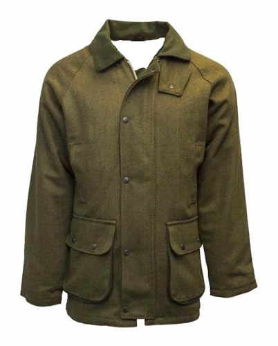 Gillicci Men's Warm Thick Heavy Tweed Padded Country Outdoor Hunting Game Shooting Fishing Farming Tweed Jacket Coat