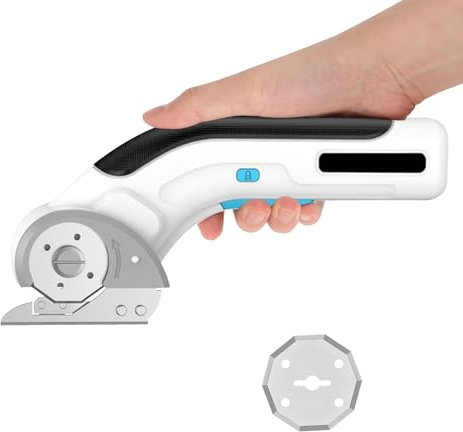 Cordless Electric Scissors with 2 Blades,Lower Noise Rechargeable Powerful Carboard Cutter,Handheld Portable Electric Box Cutter with Safety Lock,Suitable for Leather Carpet Felt Aluminum Sheet