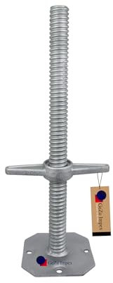 GEZU IMPEX Martinetto di Base per Ponteggi 300 x 38 mm Set di 4 Zincato a Caldo Regolabile in Altezza Vite di Livellamento per Base