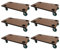 Mega Deal 6X Profi Transportroller mit 4 Rollen | HxBxT 11,5x30x60 cm | Traglast 200kg | Sperrholzplatte | Braun | Möbelroller Rollbrett Transporthilfe Rollwagen Roller