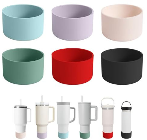 IOXXL 6Pcs Silicone Tumbler Boots for Stanley/Simple Modern/Owala/Yeti, Fits Hydro Flask 12-24oz Water Bottles 2.8-3in Bottom Protector (Set1)