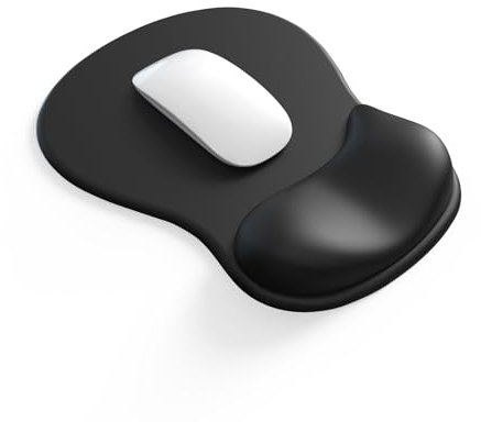 Ergonomisches Mauspad mit Gelkissen,Mousepad mit Handauflage,Rutschfester Basis Mausmatte mit Handgelenkpolster Handauflage für Computer Laptop (Schwarz)