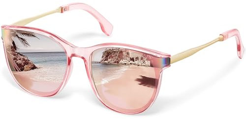 kunchu Sonnenbrille-Damen-Groß-Brillert-Frauen-Retro-Square -Trendy- Klassisch-UV400-Schutz-Ultraleicht-Runde Pulverbeschichtung