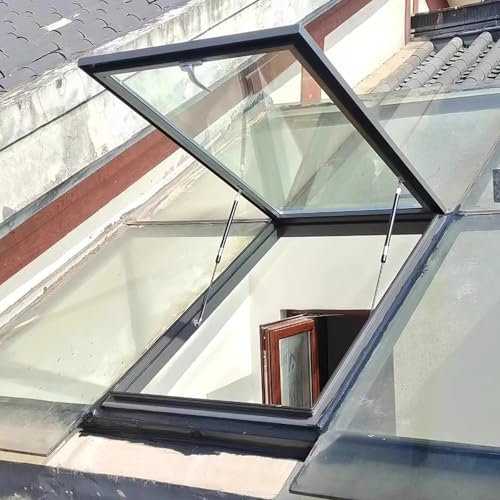 Dachausstiegsluke Dachluke Regendichtes Flachdach-Lichtschacht Fenster Beleuchtung und Lüftungsfenster Aluminium und Glas Oberlichter Und Dachfenster, for Flur Dachboden(LxW 70x95cm/27.6x37.4in)
