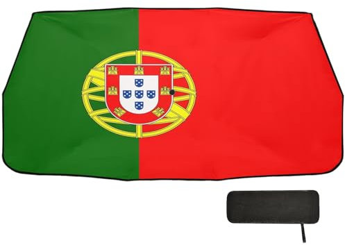 Pare-soleil pour pare-brise de voiture, 147 x 75 cm, drapeau du Portugal, rotation à 360°, protection UV et chaleur, pour voitures, SUV, camions