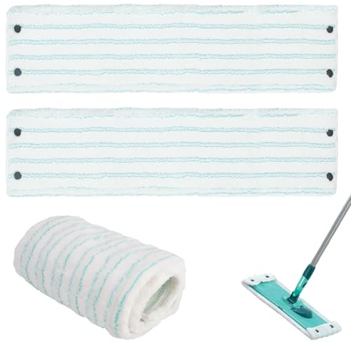 Pack of 2 Mop Covers for Leifheit Twist/Combi Xl Micro Duo, 48 cm Floor Mop Replacement Cover for Leifheit, Quickly Removes Stains Without Leaving Streaks, Highly Absorbent, Washable, Reusable