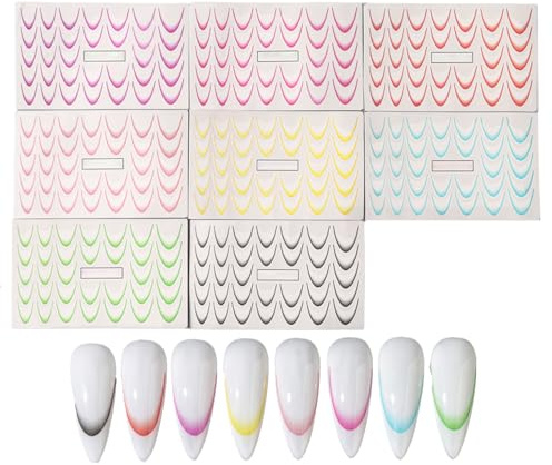 Adesivi per manicure french | 8 pezzi autoadesivi per manicure | per strumenti decalcomanie colorati,bambini adulti tutte le età