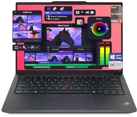 Lenovo - Notebook ThinkPad E14 Gen 6, AMD Ryzen 7 7735HS, 32 GB DDR5 RAM, SSD PCIe da 1 TB, schermo IPS WUXGA da 14 (1920 x 1200), AMD Radeon 680M Graphics, layout tedesco della tastiera, Windows