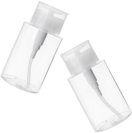 CHILDWEET Lotion Pump Bottles Nail Polishing Cleaner Storage 2pcs Refillable 300ml with Leakproof Design Petg Cosmetic Dispenser Bottles for Travel and Business Trip