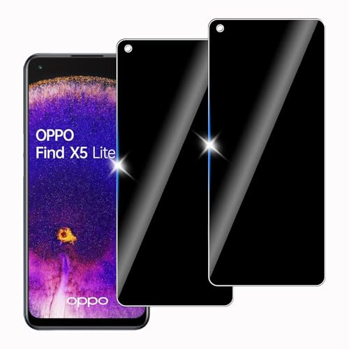 KELINAN 2 pièces Verre Trempé Anti-Espion pour Oppo Find X5 Lite, Protection Écran Vitre Protecteur Protege Sans Bulles, Dureté 9H, Facile à Installer,Anti Rayures