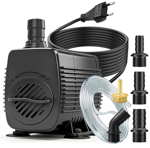 Springbrunnenpumpe 70W 3052L/H 3m Kabel mit Überhitzungsschutz | Ultra-Leise, für Gart brunnen, Teich, Hydroponik-Anlagen