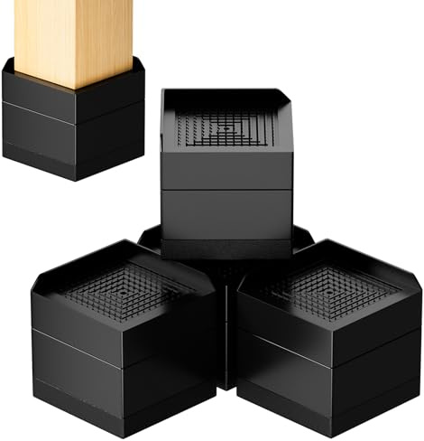 RCHYFEED Bed Risers 2.87 inch Heavy Duty Anti Slip Furniture Risers, 4 Pack Square-shaped Bed Furniture Elevators 2200 lbs Lifts Up Riser or Sofas Bed Couches Table bookshelf fridge（Black 4 Pack）