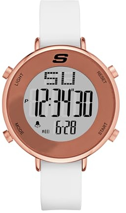 Skechers Women's Magnolia Digital Chronograph Watch, Rose Gold and White Women's Digital Watch