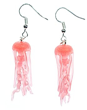 Miniblings Quallen rosa Medusa Ohrringe - Handmade Modeschmuck I Tauchen Sommer Meer Urlaub - Ohrhänger Ohrschmuck versilbert