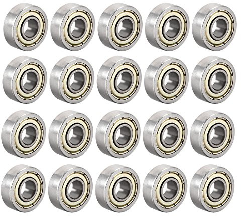 sourcing map 605ZZ Deep Groove Ball Bearing Double Shield 605Z 80015 5mm x 14mm x 5mm High Carbon Steel Z1 Bearings (Pack of 20)