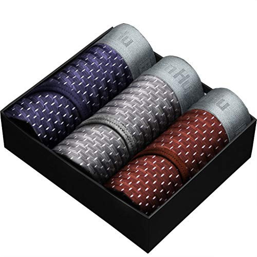 ST apparel Trois Paires de sous-vêtements de Glace en Soie Slips Hommes Mince Creux Respirant Sexy Shorts en Fibre de Bambou (Couleur : A, Taille : XXL)