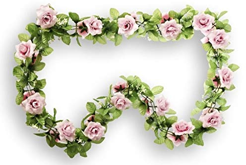 CBK-MS Rosen rosa Rosengirlande Blumengirlande Fahrrad Blumen für Lenker + Korb