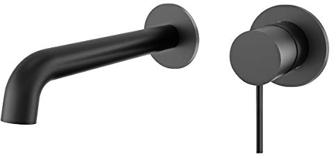 ZUKKI Bad Wand Wasserhahn Kupfer Wandmontage Wasserhahn Hahn Wand Warm- Und Kaltwasserhahn Versteckter Beckenhahn Wasserhahn Badewanne Unterputz Schwarz, Mattschwarz
