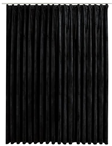 vidaXL Vorhang Verdunkelung mit Haken Verdunkelungsvorhang Kräuselband Thermo Gardine Blickdicht Dekoschal Wohnzimmer Samt Schwarz 290x245cm