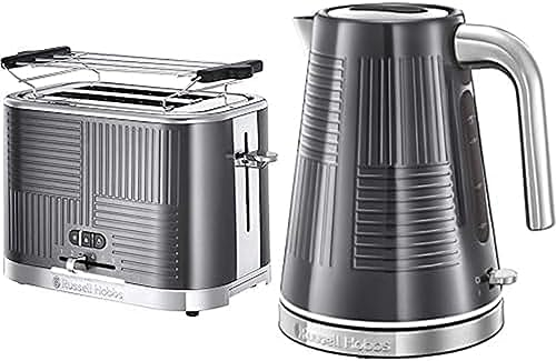 Russell Hobbs GeoSteel Frühstückset Toaster, Wasserkocher und Kaffeemaschine