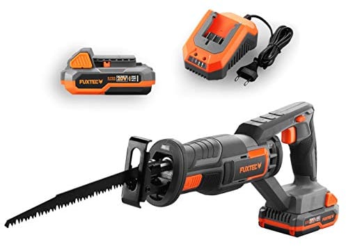 FUXTEC Akku Säbelsäge 20V E1SS20 Elektrische Säge Fuchsschwanz – inklusive 2Ah-Akku und 2,4A Ladegerät - kabellos, Holz bis 150mm sägen
