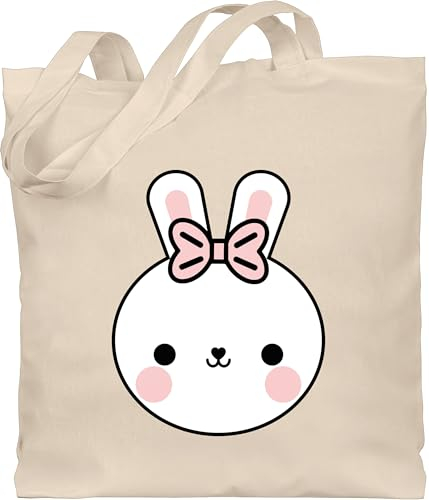 Baumwolltasche - Ostergeschenk Ostern - Hase mit Schleife schwarz - Unisize - Naturweiß - beutel ostergeschenke eltern osterhase stofftaschen ostertasche osterartikel langer henkel kleinigkeit zu
