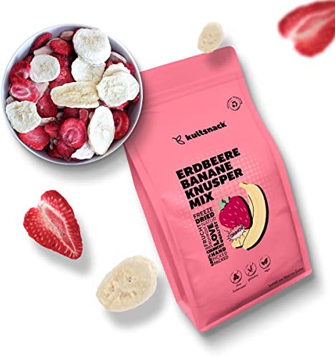 Kultsnack Erdbeere Banane Knusper Mix 150 g – Frucht und Kinder Snack für Unterwegs – Müsli Früchte – Bowls Topping – Gefriergetrocknet, Ohne Zusätze, Ohne Zucker, Ungeschwefelt (Vegan, Glutenfrei)