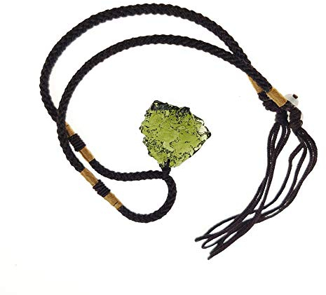 Herbests Moldavit Kristall Halskette für Männer und Frauen, Unregelmäßiger Stein Anhänger Natürliche Kristall Energie Stein mit verstellbarem Seil Halskette Geschenk Schmuck für Muttertagsgeschenke