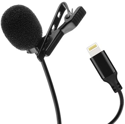MOJOGEAR Pin-Mikrofon mit Lightning-Anschluss, kompatibel mit iPhone 11/12/13/14 und ipad mit Lightning - 150cm - Schwarz