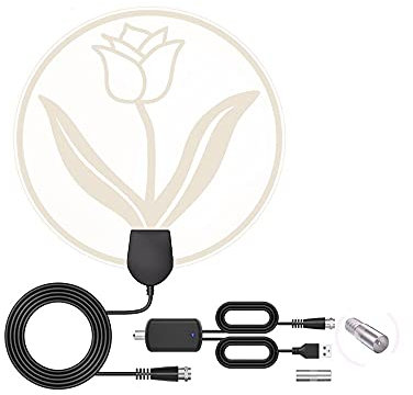 DollaTek Antena de TV digital 100 millas Amplificador de señal para interior de largo alcance HDTV Soporte 4K 1080P UHF VHF canales locales con cable - Negro