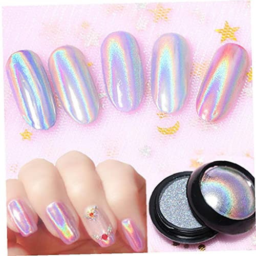 TOSSPER 0.5g/box Holographic Nail Powder Pink Rainbow Nail Dust Glitters Nail Art Powder Women Manicure Tool