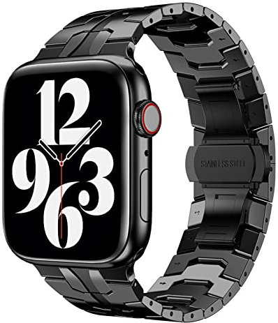 GJSYC Compatible con Correas de Relo Apple Watch 38mm 40mm 41mm 42mm 44mm 45mm, Acero Inoxidable Metal Correa de Repuesto Ajustable Sport para iWatch SE Series 7 6 5 4 3 2 1,Black,42mm/44mm/45mm