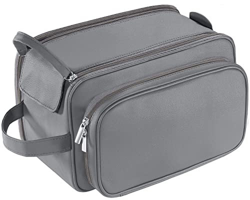 Grande trousse de toilette pour homme, organiseur de produits de toilette de voyage en cuir synthétique, trousse Dopp résistante à l'eau, trousse de rasage pour articles de toilette, accessoires de