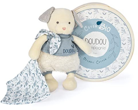 Doudou et Compagnie - Doudou Dog - Schmusetuch Bio - Blau - 22 cm - DOUDOU Botanic Bio - DC3964
