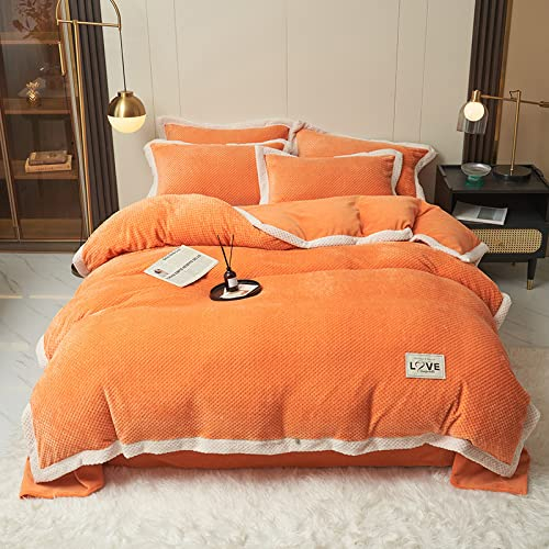 Fleece BettwäSche 135x200,4-Teiliges Flanell-Bettbezug, Obst, Warme Koralle, Fleece-Decke, Wintermilch, Bettbezug, Werfen, Mechanisches Waschen, BettwäSche-Set, Heimtextilien,A,200*230cm(Duvet Cover