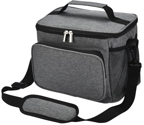 Outlery Isolierte Lunchtasche mit verstellbarem Schultergurt – langlebige wärmeisolierte Kühltasche für Büro, Arbeit, Picknicks im Freien – lang anhaltende Leistung und Frischekonservierung – Grau
