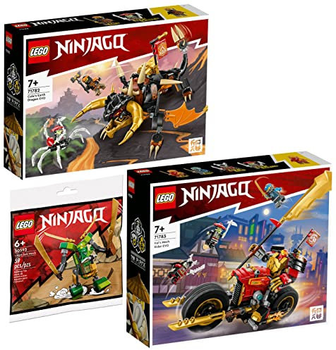 Lego Ninjago 3er Set: 71782 Coles Erddrache EVO, 71783 Kais Mech-Bike EVO & 30593 Lloyd Suit Mech Polybag