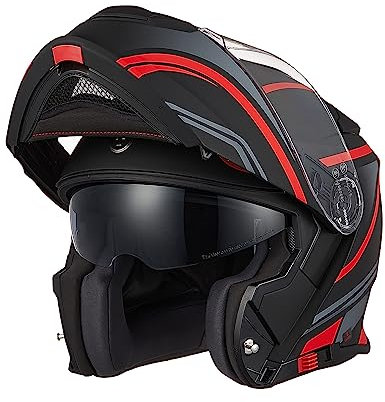 TORC Casco Moto Modulare Apribile Casco Moto Integrale Scooter con Doppia Visiera Omologato ECE 22-06