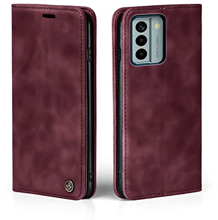 LBH Handyhülle für Nokia G22 in Weinrot mit Karten- und Geldfach Smartphone Hülle mit Standfunktion Flip Case Schutzhülle Magnetverschluss Vintage