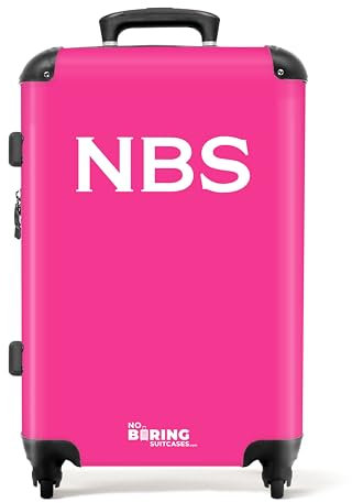 NoBoringSuitcases.com Valigia Personalizzabile, Valigia Grande, Con TSA, Trolley Rosa, Valigia Media, Trolley Grande Rigido, Suitcase Large, Valigia Grande 23 kg (67cm - 72L) (Tinta unita - Rosa)