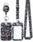 Uniclife Porte Badge Coulissant floral Étui en Plastique à Fleurs Rose avec Enrouleur de Badge Rétractable Clip Mousqueton et Lanière Détachable Porte Carte Navigo pour le Bureau de l'École