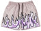 DIOTSR Pantaloncini da basket da uomo con grafica fiamma, pantaloncini sportivi da corsa retrò con coulisse in vita casual, 01 Viola fiamma, L