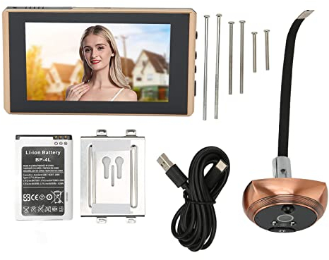 Digitaler Türspion, 1080P-Kamera, Farbnachtsicht, Erkennung des Menschlichen Körpers, 4,5-Zoll-Bildschirm, Intelligente Digitale Türklingel mit Automatischer und (Gold)