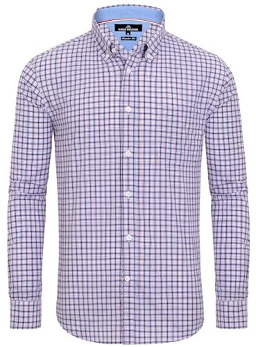 Alimens & Gentle Chemise boutonnée Classique pour Homme, Rouge Marine, Vichy, XL