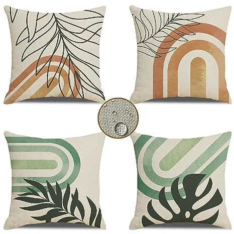 Kissenbezüge 40x40 cm 4er Set Baum Outdoor Kissen Blau Sofakissen Dekokissen Kopfkissen Wasserfest Linen Zierkissen Quadratische Kissenhülle für Gartenmöbel Sofa Couch Bett Auto Terrasse Schlafzimmer