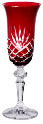 CRISTALICA Sektglas Champagnerglas Laura Handgeschliffen 150ml Rot