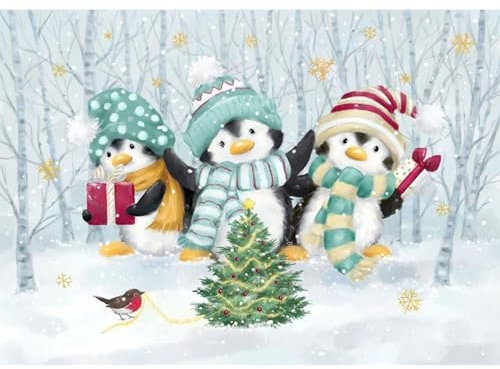 RICUVED Weihnachten Pinguin Diamond Painting Erwachsene, 5D Pinguin Diamant Painting Bilder Erwachsene, DIY Diamond Painting Bilder Tiere Diamant Malerei Set für Wanddekoration 30x40cm